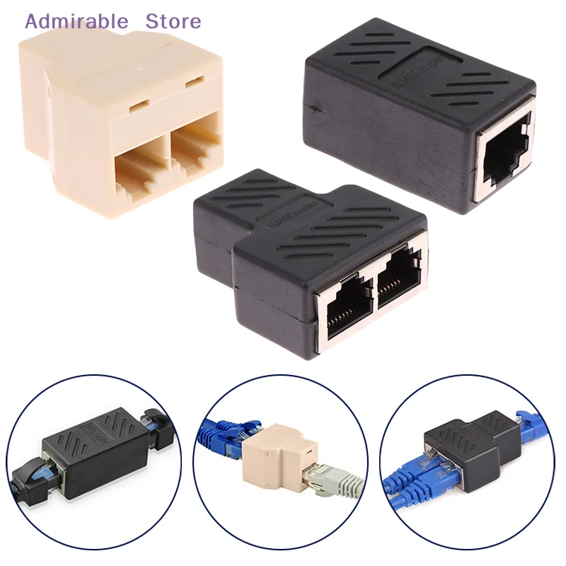 [W]RJ45 Connector 1 To 2 Way LAN Ethernet Cable Network Splitter Coupler RJ45 Cat5/Cate6 Interface Extender Adapter
