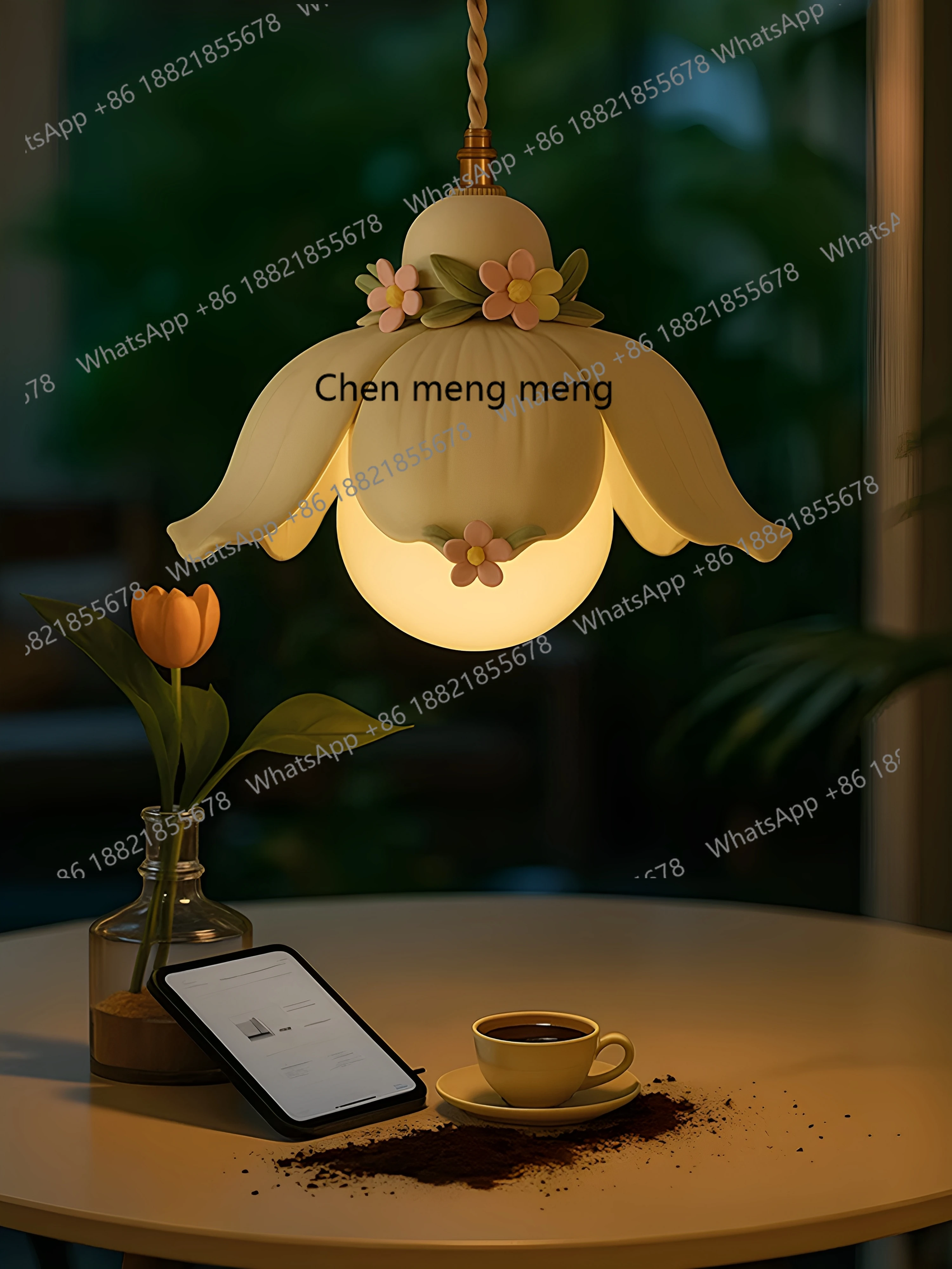 French petal small chandelier antique warm romantic bedroom bedside lamp creative art restaurant