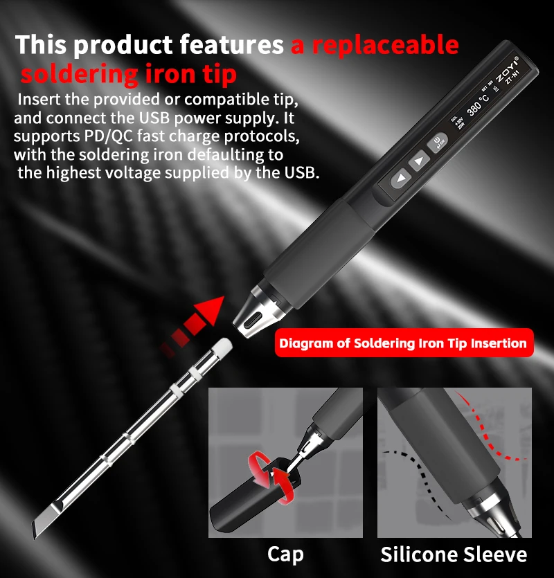 

ZOYI 96W Digital Soldering Iron N1 Temperature-Adjustable Welding Tool Heating Core & Tips for Repair Equipment