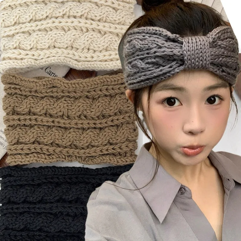 Y2K القوس محبوك عقال سدادات حماية الأذن سميكة يندبروف Headwarp الشتاء الخريف إكسسوارات الشعر في الهواء الطلق النساء Hairhoop الهدايا #1