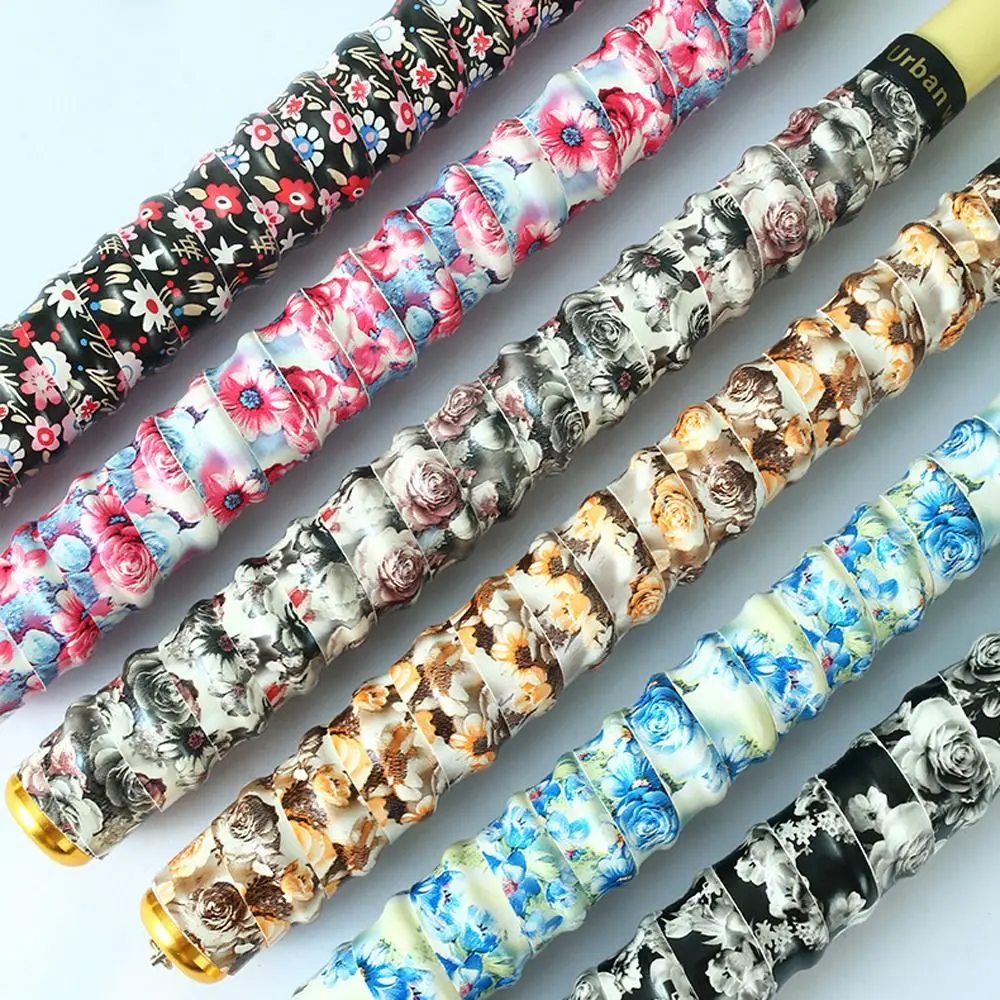 Sweat Absorption Fishing Rods Grip Non-slip Wear-resistant Tennis Badminton Grip Tape Rose Pattern Wrap Quickly