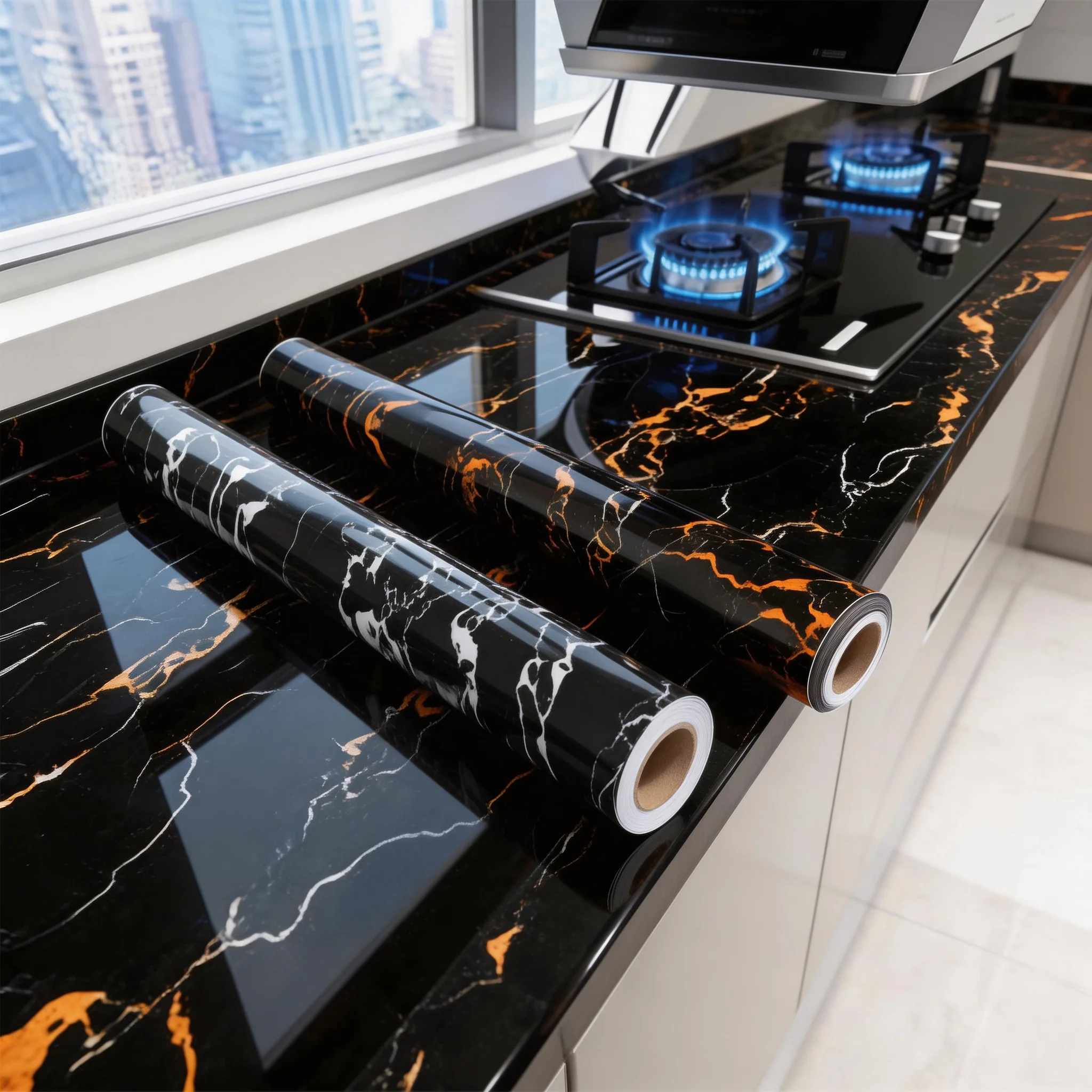 40cm Marble Vinyl Self Adhesive Wallpaper Waterproof Contact Paper PVC Wall Stickers for Kitchen Livingroom Home Decorative Film