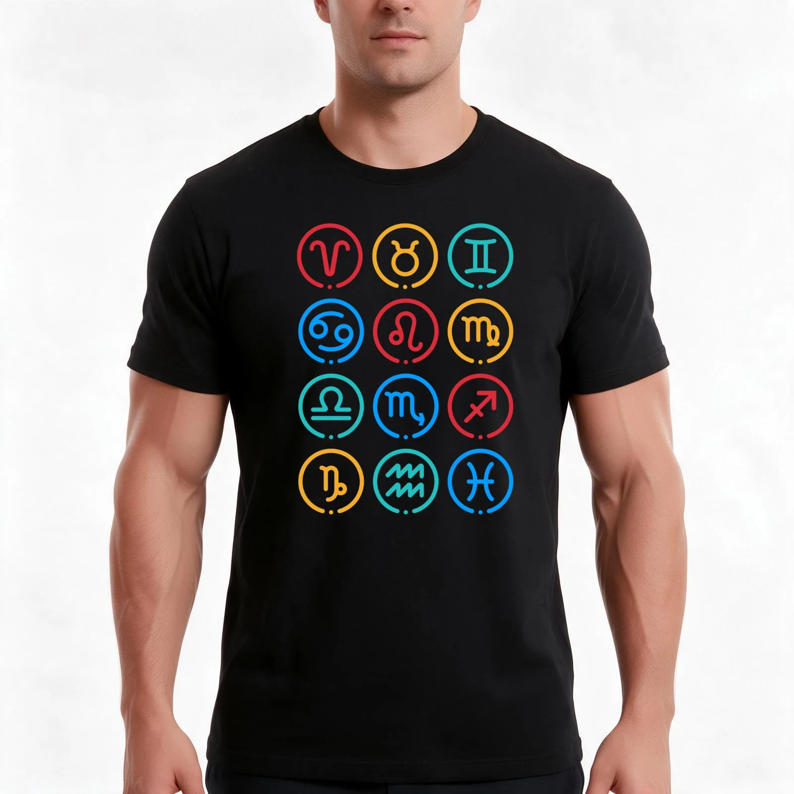 All of zodiac sign horoscope T-Shirt Summer Casual Cotton Tee Oversized Streetwear Tops Vintage Graphic Print 100% Cotton