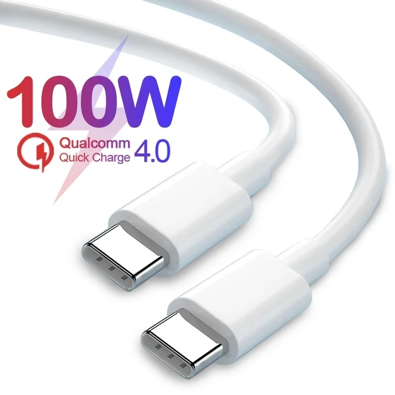 USB Type C To USB C Cable 100W/5A PD Fast Charging Charger Wire Cord For Macbook Xiaomi Samsung Type-C USBC Cable 2M