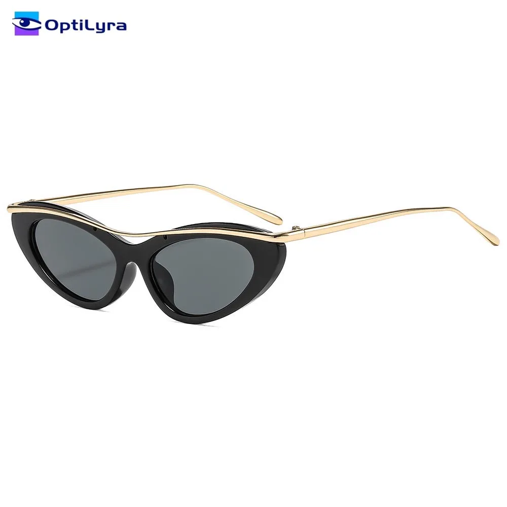 

OptiLyra Brand Fashionable Women's Cat-Eye Sunglasses With Punk Metal Frames Vintage And Sexy UV400 Travel Glasses