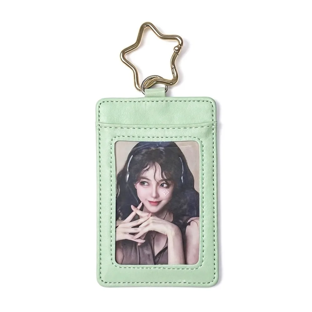 PU Leather Card Holder Lanyard Protective Cover Photo Display Keychain Pendant Portable Star ID Card Case For Bag Decoration
