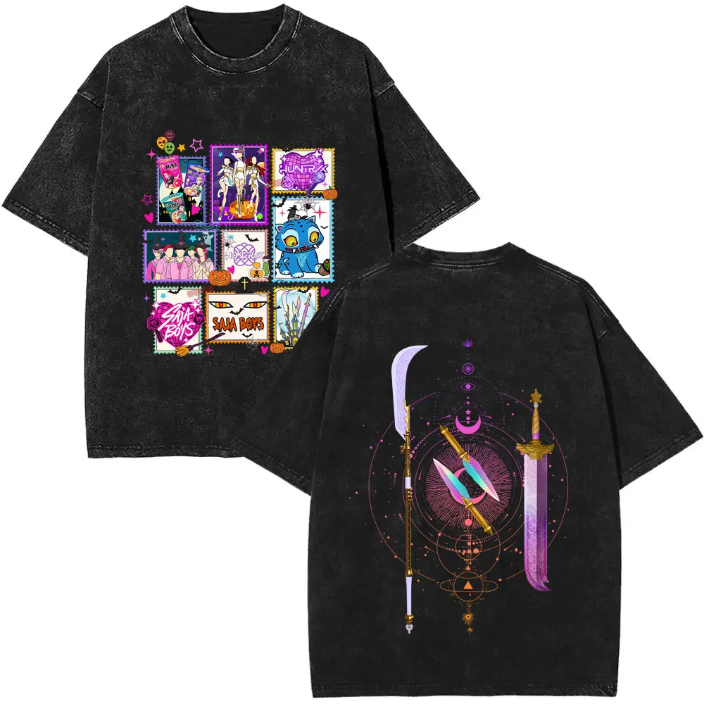Kpop شيطان الصيادين ديربي النمر غسلها تي شيرت تقليدي الرجال النساء هالوين عيد الميلاد نمط تي شيرت الذكور موضة المتضخم التي شيرت #4