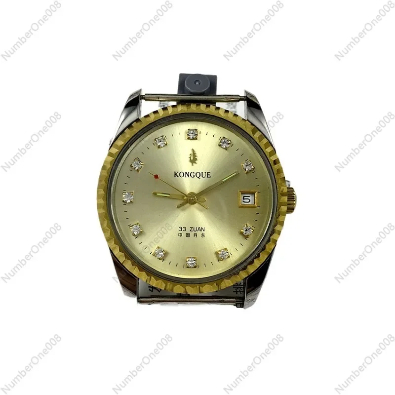 Original White Steel Yellow Diamond Scale Single Calendar Fully Automatic Mechanical Watch with A Diameter of 37mm and A Strap