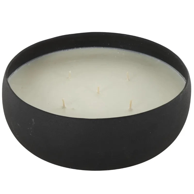 

NEW Black Metal Eucalyptus Spa Scented Textured 63oz 5 Wick Candle with White Wax