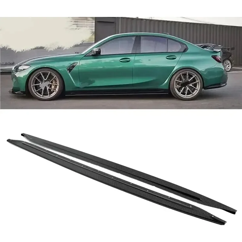 New! For BMW M3 G80 M4 G82 Flat Style Dry Carbon Fibre Side Skirts Body Kits Car Accessories Styling Mouldings Spoiler Side Fin