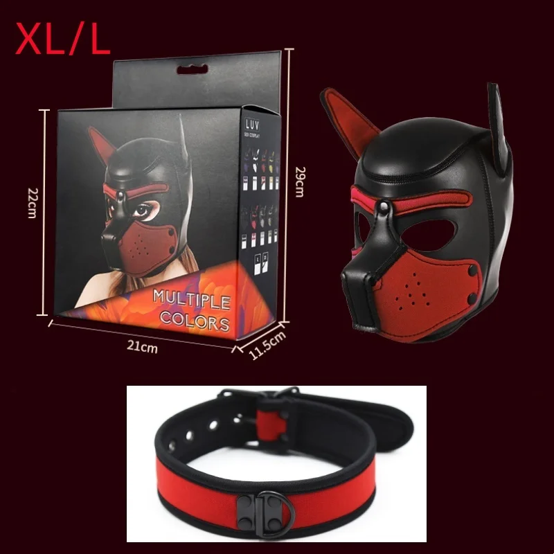 Puppy Cosplay Costumes of XL Code Brand New Increase Large Size Padded Rubber Full Head Hood Mask with Collar for Dog Roleplay