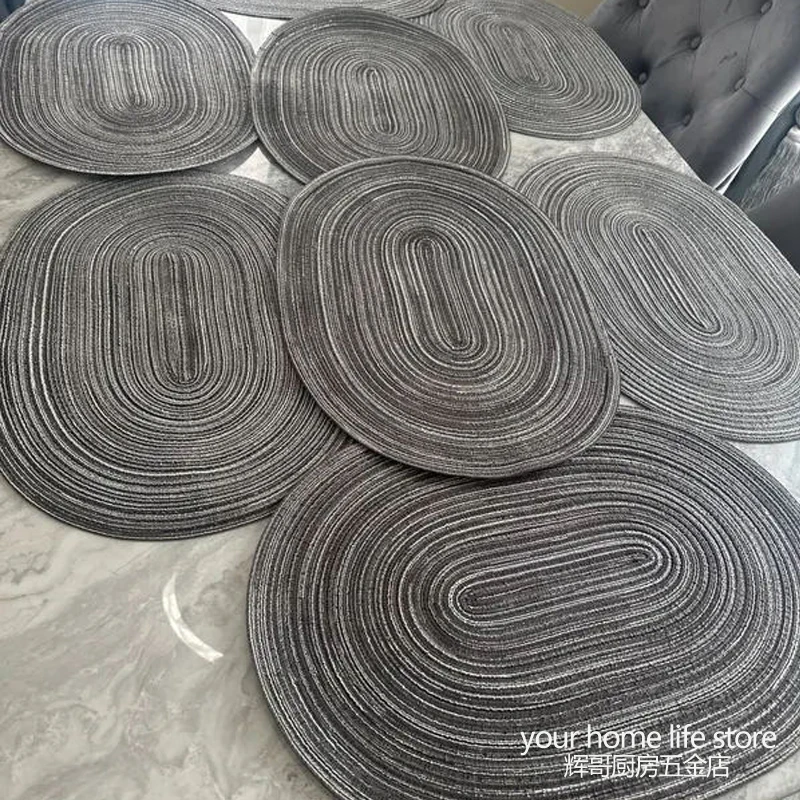 Oval Placemats Cotton and Vinyl Woven Cute Heat-Insulated Washable Table Placemats,Dining Table Mats Set of 4 for kitchen