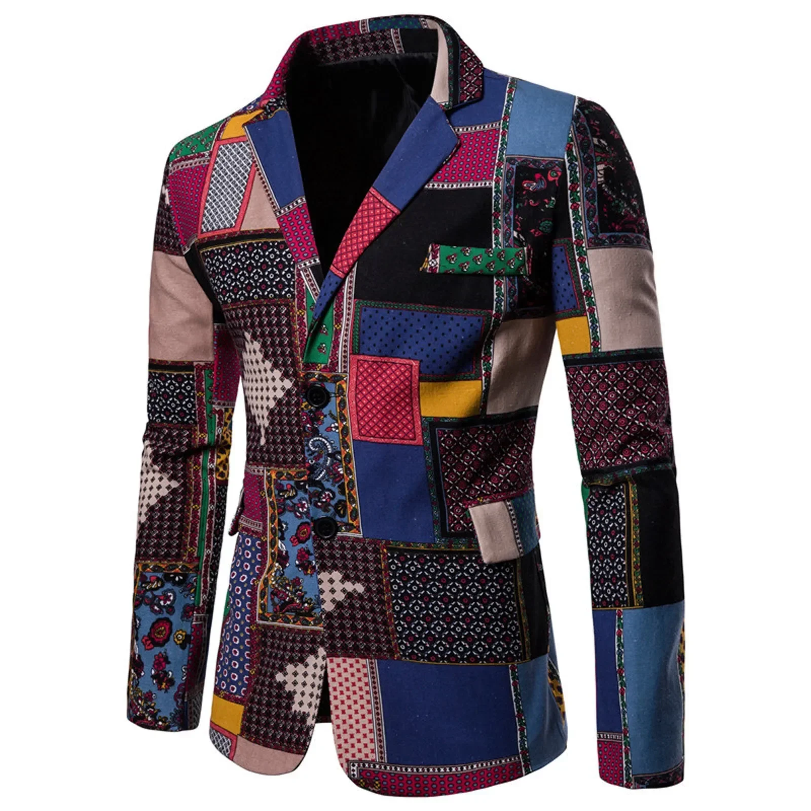 

Ethnic Retro Style Printed Men's Suits Coats Autumn Winter Casual Two Button Lapel Blazers Long Sleeved Jackets Coat Outwear