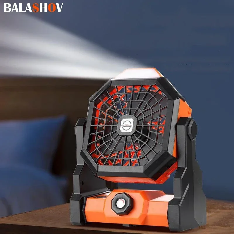 2024 New Portable Electric Fan With Led Light Tent Car Camping Hook&USB&Solar Charging For Hiking Fishing Picnic Emergency