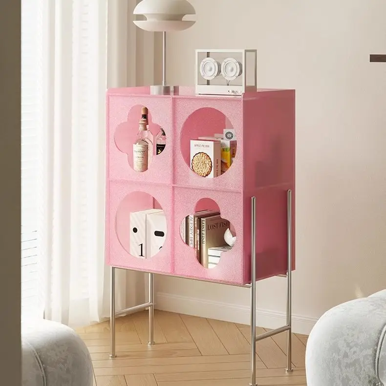 

Acrylic dining side cabinet, living room sofa side cabinet, cream antique storage, locker, magazine storage, bookshelf