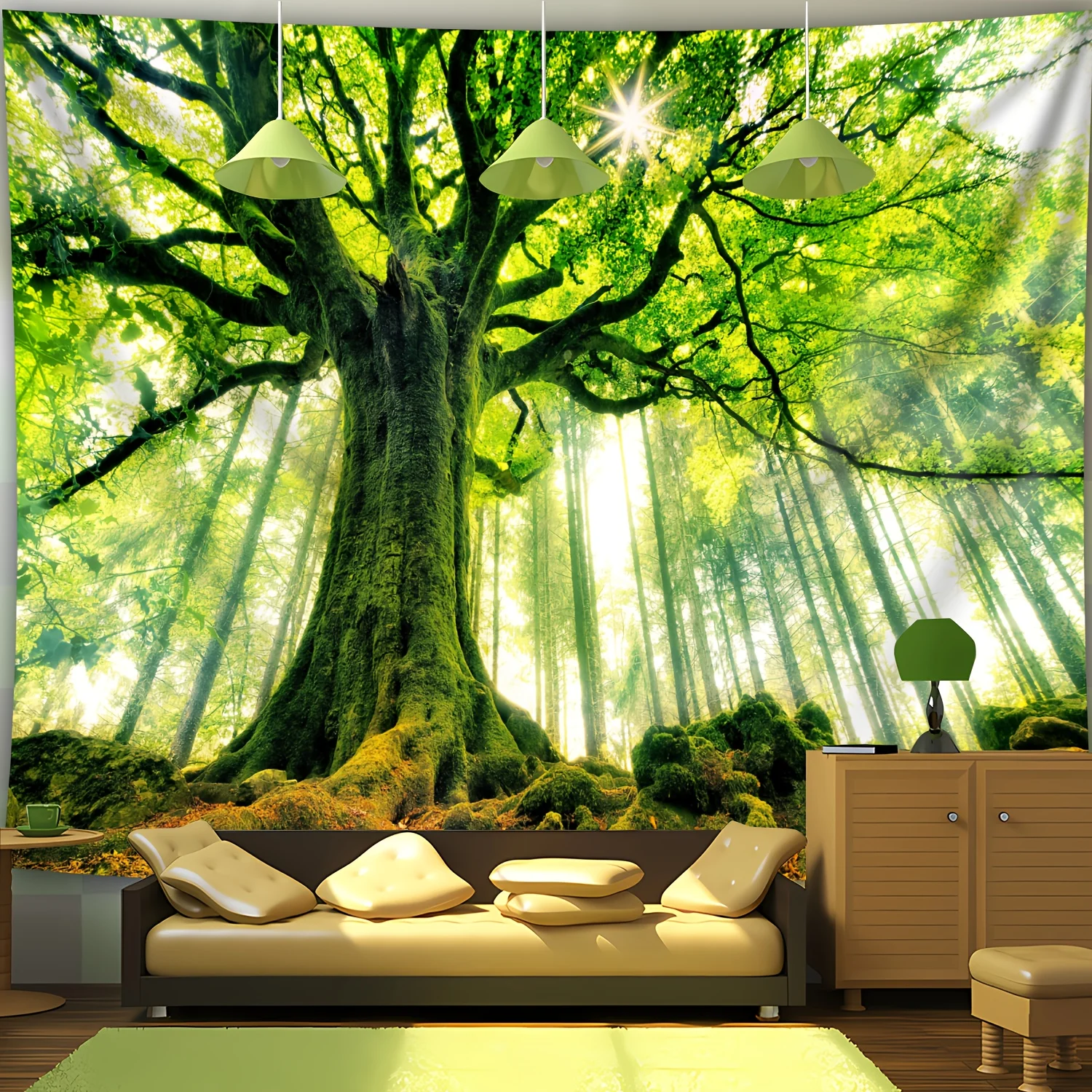 VIKAMA Forest Tree Tapestry Transparent Vein Wall Decoration Living Room Sofa Wall Decoration Bedroom Bedhead Background Decor