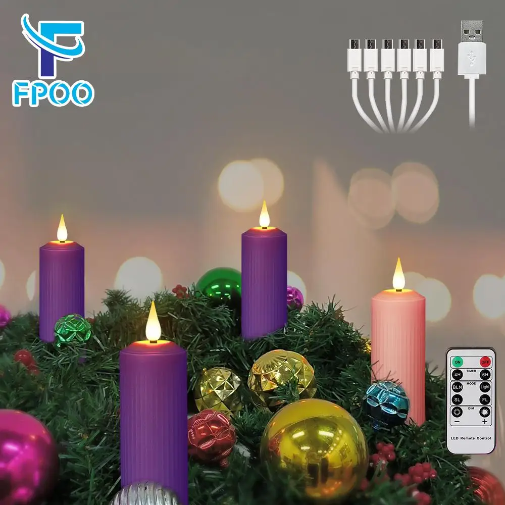 Led Candles Usb Rechargeable Flickering Flame With Remote Control Waterproof Light Wedding Candles Home Decoration Candle Lamp