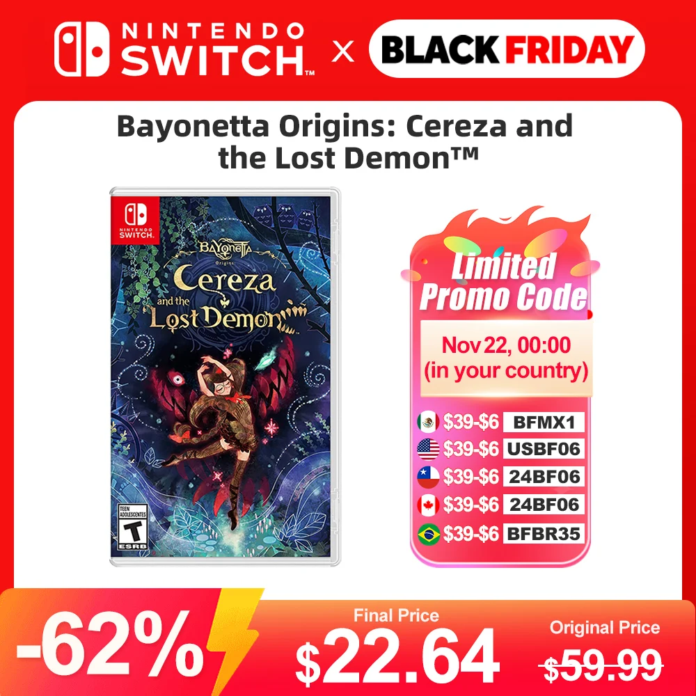 Bayonetta Origins Cereza and the Lost Demon Nintendo Switch Game Deals 100% Original Physical Game Card 1 Player Adventure Genre