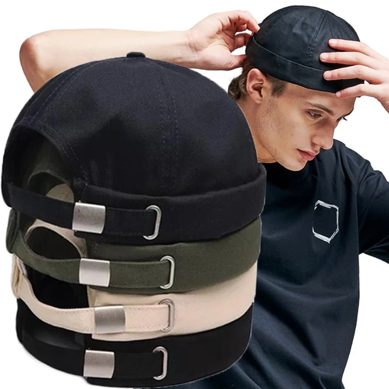 Unisex solide Seemann Biker Cap Männer verstellbare lässige randlose Schädel Schleife Schädel Mützen Hut solide Männer Hut Sommer Frauen Hüte