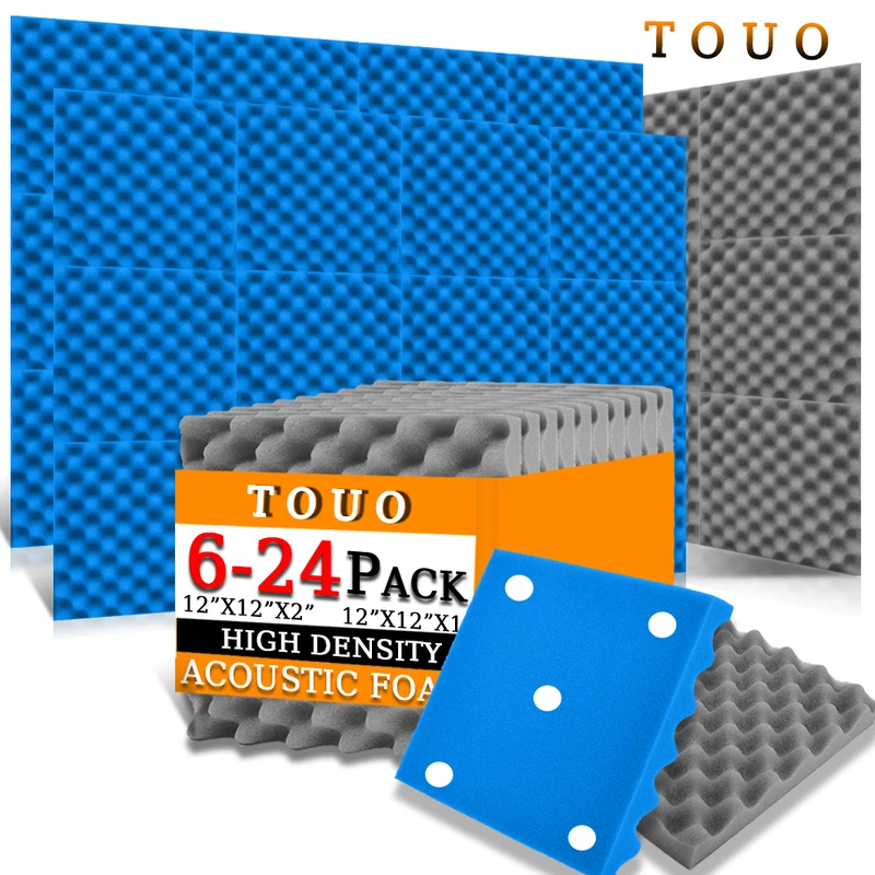 

TOUO Acoustic Foam 6/12/24 Pcs Soundproof Material Studio Acoustic Panels Bedroom Sound Insulator Self-Adhesive Soundproof Foam