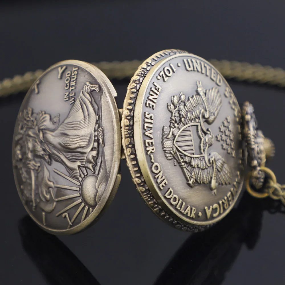 God Blessed Relief Vintage Pocket Watch Quartz Chain Pendant Clock Necklace Watches for Men Women Unique Gifts