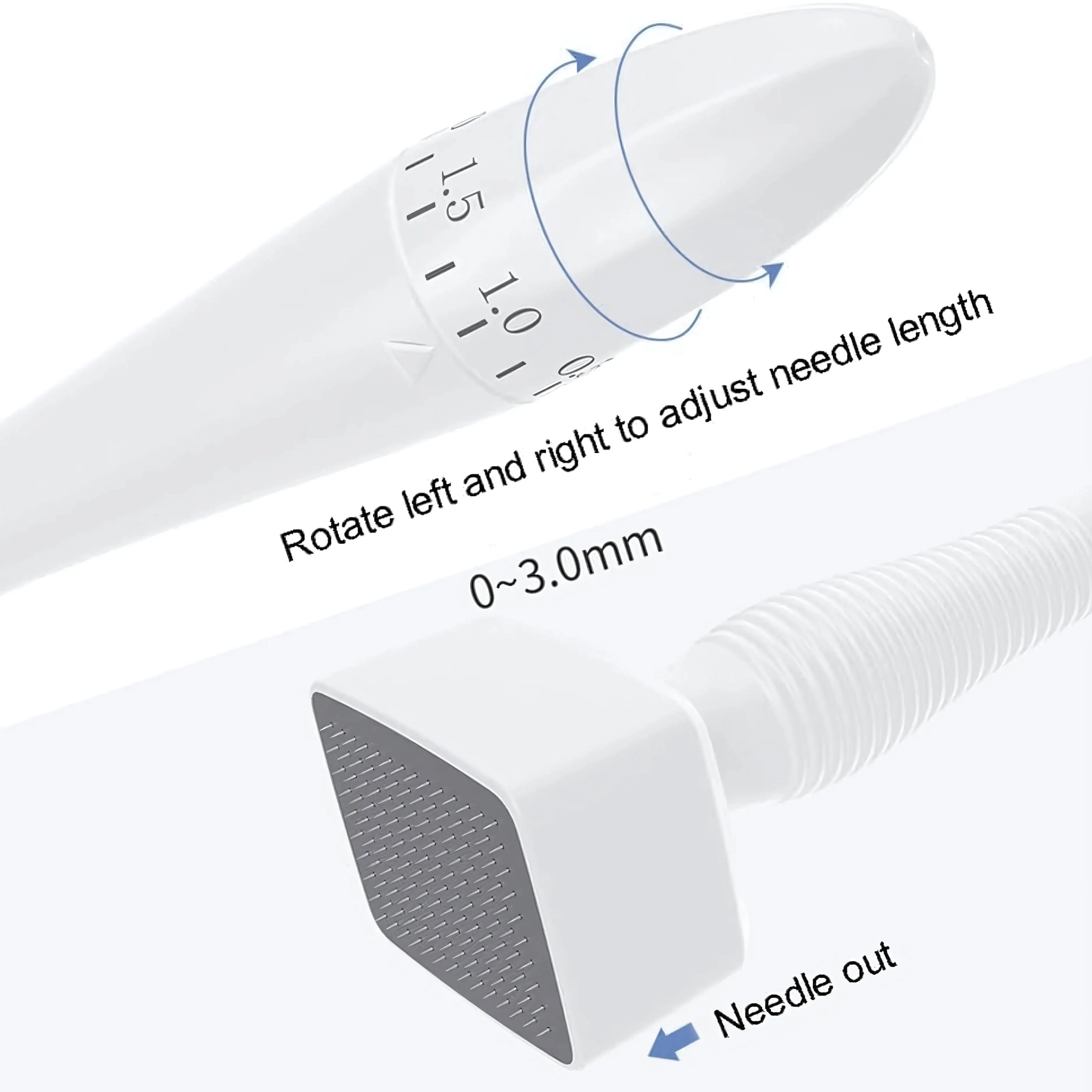 Professional Titanium Derma Stamp 0.25mm Microneedling Tool Face Skin Care Hair Beard Growth Ergonomic Micro Needle Roller Portable Beauty Device White view 4