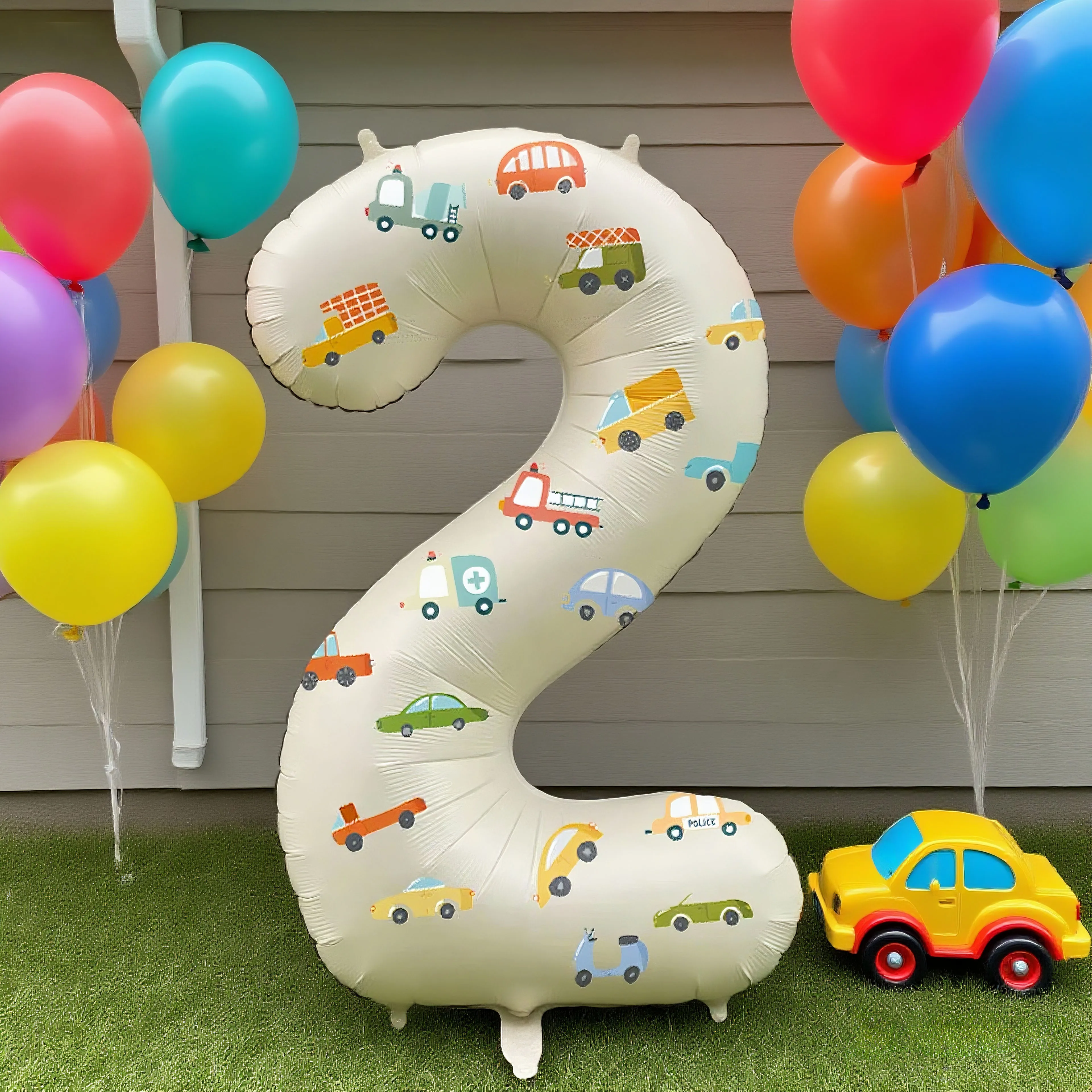 

32-inch Cream Number Foil Balloons (0-9) with Car Stickers - Party Decor for Birthday, Halloween, Christmas | Easy Setup