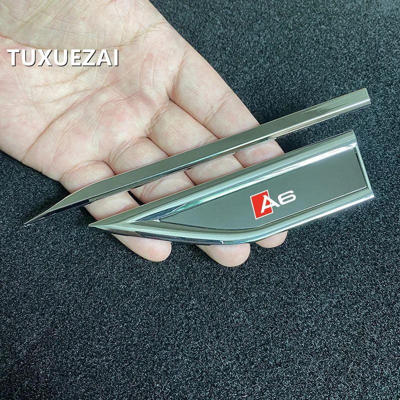 TUXUEZAI For Audi A6 Car Body Waist Line Sticker Decals Accessories Car Decoration Metal Body Side Label Accessories 1 Pair