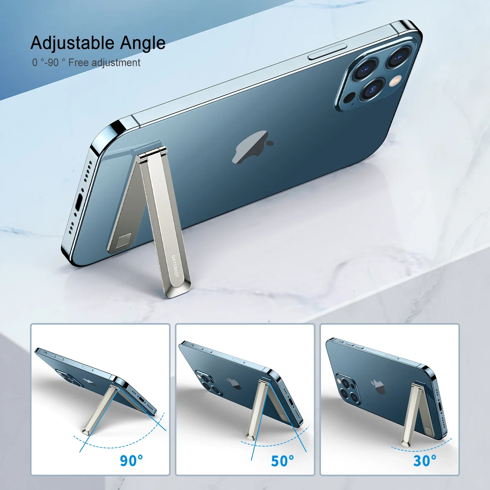 Eary Mini-Handyhalter aus Metall, faltbarer Ständer für iPhone, Samsung, Xiaomi, magnetischer L-förmiger vertikaler Ständer, Handy-Rückseite – Detail 3