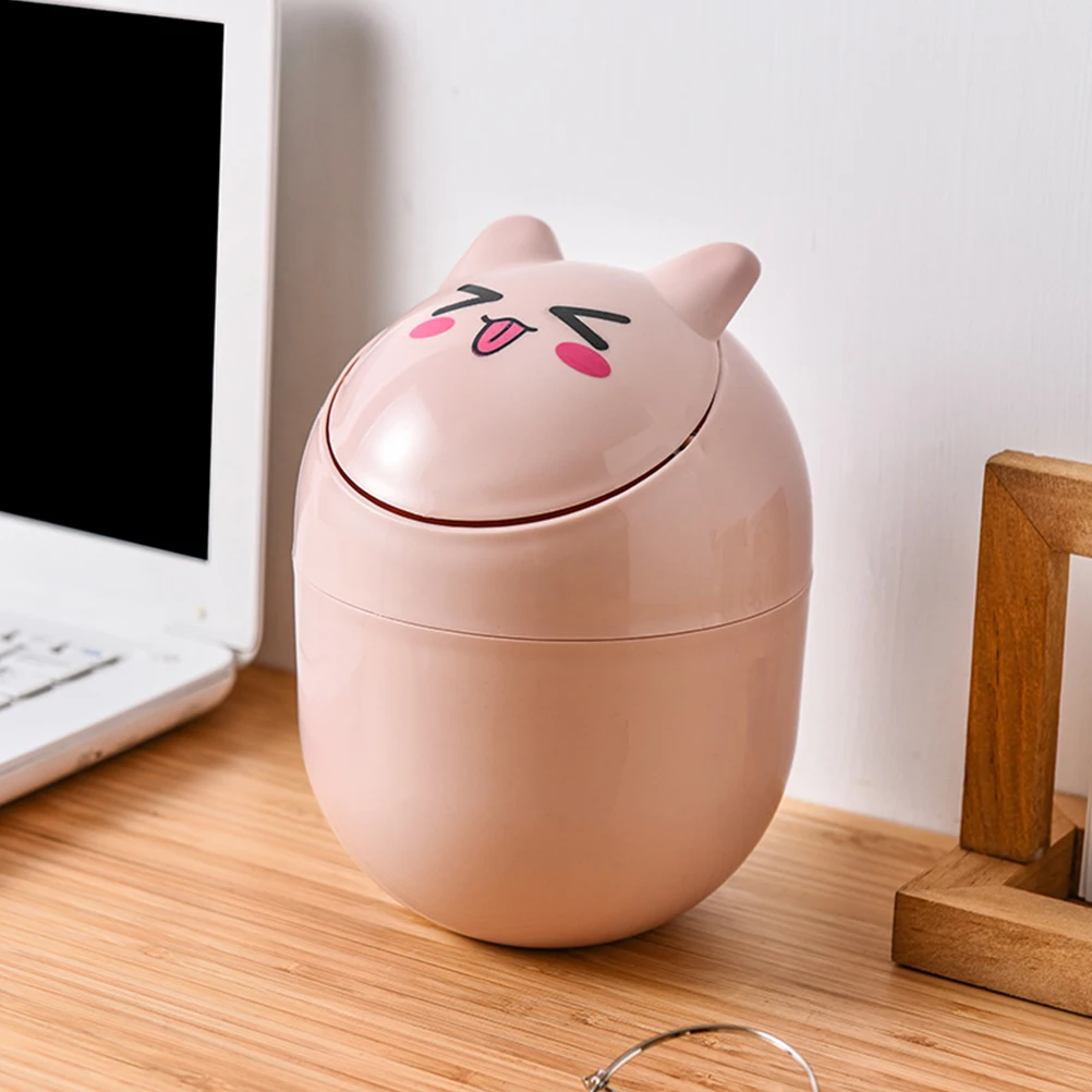 

2pcs Mini Trash Can Blue Pink Small Lid Desktop Garbage Bucket Plastic Tabletop Storage Cute Nordic Up Design Office