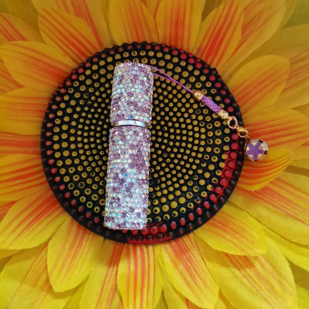 Botella pulverizadora de Perfume portátil de 5ml, Mini subembotellado de viaje a prueba de fugas con diamantes de imitación, atomizador vacío, pulverizador recargable