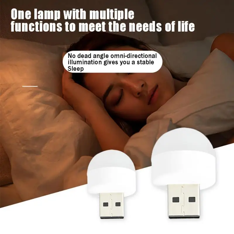 5-1PCS Mini USB Night Light Eye Protection Colorful Night Light Bulbs USB LED Night Lamp Bedroom Decoration Round Reading Lamp
