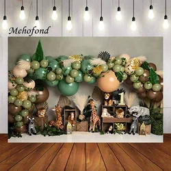 Mehofond Photography Background Safari Forest Wild Animals Child Boy 1st Birthday Party Cake Smash Decor Photo Backdrop Studio