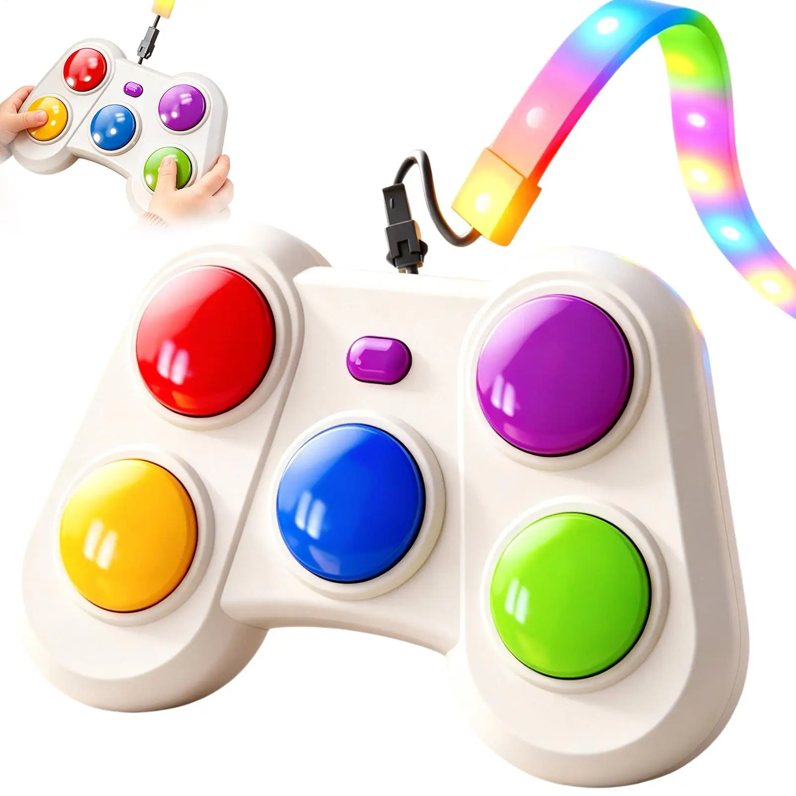 Electronic Music Rhythm Puzzle Game Machine Montessori Flash Mult-Color Light Belt Educational Sensory Fast Push Table Game Gift