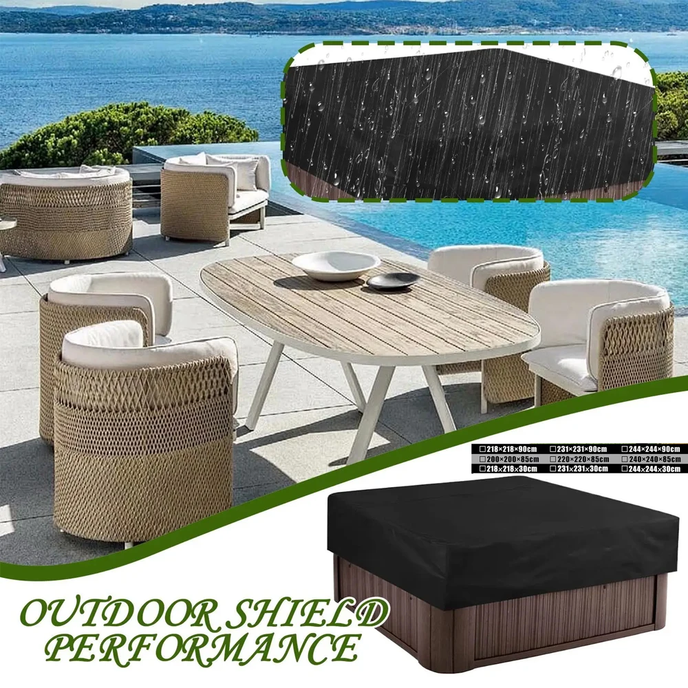 

Spa Waterproof & UV Resistant Hot Tub Cover Protector Square Spa Cover Caps for Outdoor Garden Backyard Poolside Use