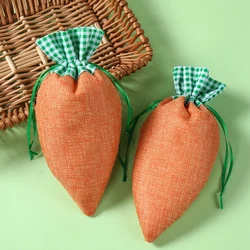 6pcs Easter Bunny carota Candy Bags sacchetto regalo di coniglio di lino primavera pasqua bambini decorazione festa di compleanno sacchetto di plastica da forno