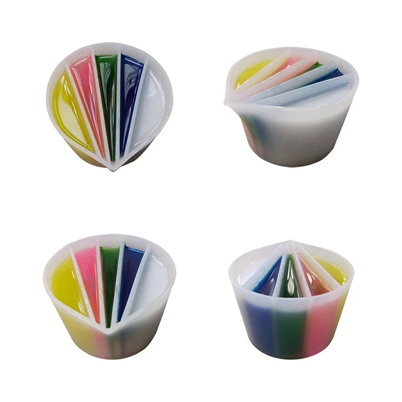 4Pc Silicone Split Cups For Paints Pouring Acrylic Paint Pour Cup 2/3/4/5 Channels Dividers DIY Epoxy Resin Tools