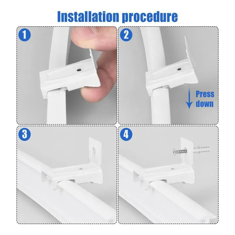 6pcs Ceiling Top Clamping Side Mounted Curtain Track Rail Accessories Windows Plastic Home Window Decor Curtain Accessory