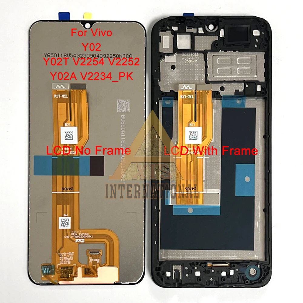 Original For Y02T V2254 V2252 LCD Y02 Screen+Touch Display Panel Digitizer Frame For Vivo Y03 V2332 Y02A V2234_PK LCD Y02S