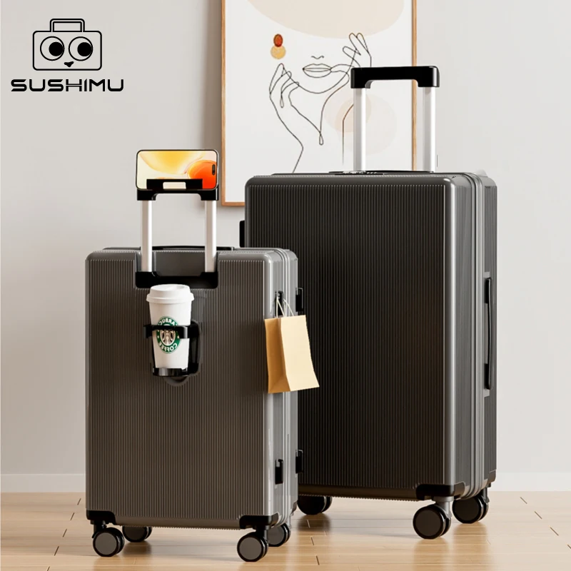 SUSHIMU Explosion-proof zipper suitcases for women, the new models in 2024. They are trolley suitcases with customs locks, l