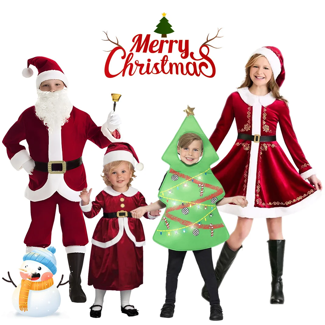 

Xmas Children Cosplay Santa Claus Costume Xmas Role Play Outfit for Boys Santa Suit with Hat Fancy Dress Up Set Christmas Gifts