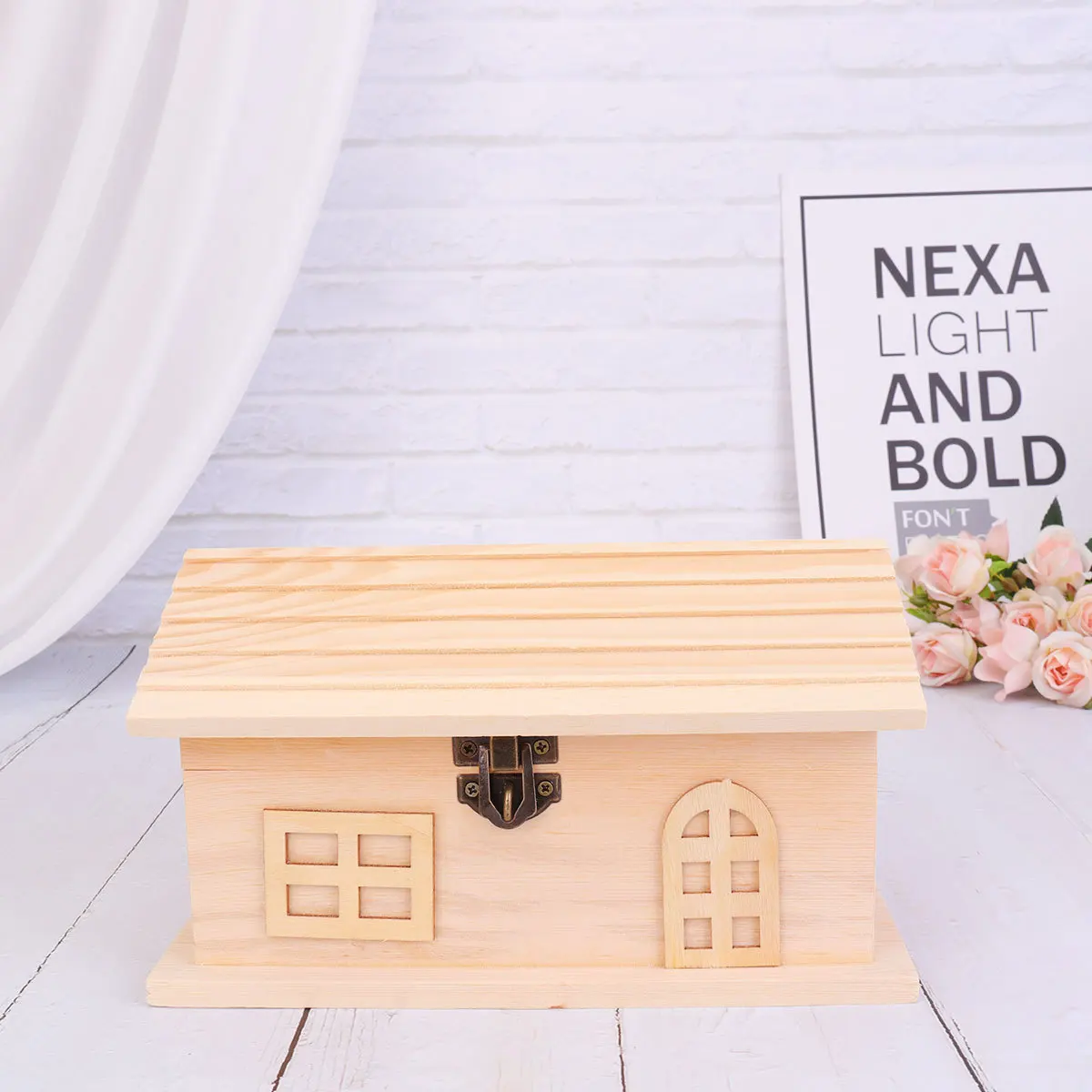 1 قطعة بنك العملات المعدنية على شكل منزل خشبي هدية تعليمية للأطفال تطوير القدرات الإبداعية الجمالية المتلاعبة