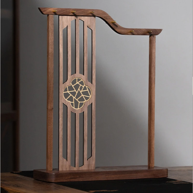 Screen Brush Hanger Walnut Solid Wood Calligraphy Brush Rack Penholder Brush Display Ornament Chinese Calligraphy Art Supplies