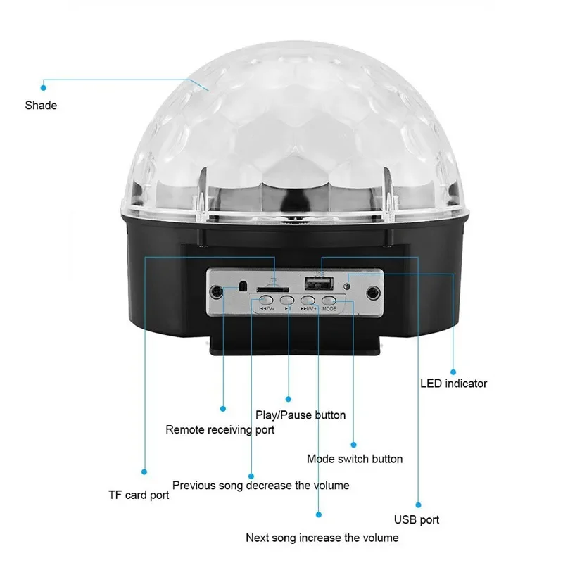 Imagem -05 - Tenyua Bola Giratória com Controle Remoto Bluetooth Mp3 Bola Giratória Mágica com Luzes Rgb para Festas