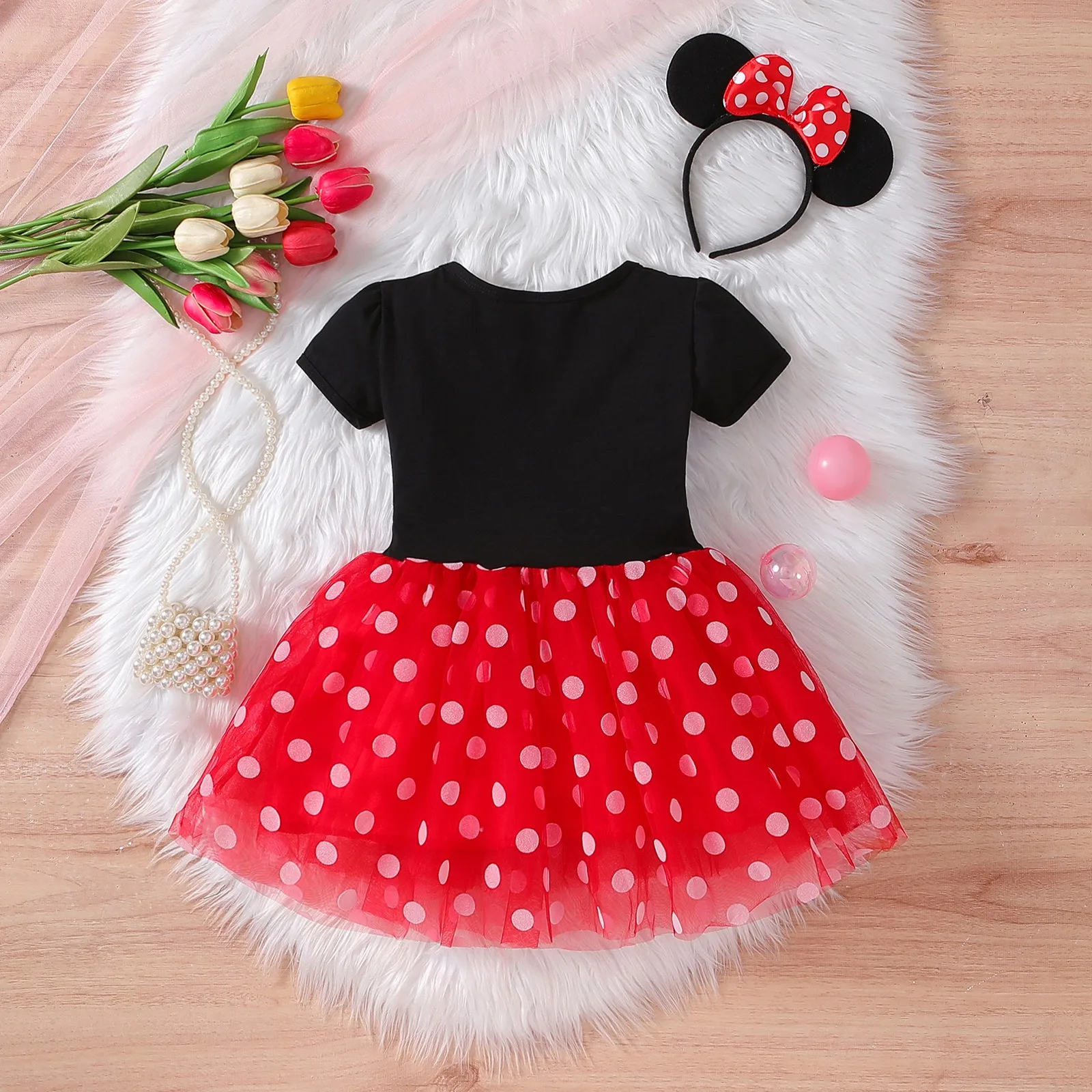 فستان بناتي بأكمام قصيرة ملابس أطفال صيفية للأطفال فساتين أميرات ديزني ميني ماوس فستان حفلات أعياد الميلاد موضة 2-8T #6