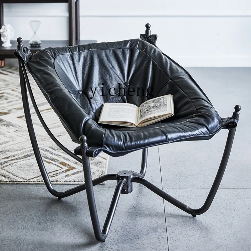 

Tqh Holiday Style First Layer Full Leather Couch Lazy Sofa Nordic Recliner Living Room Leisure Chair