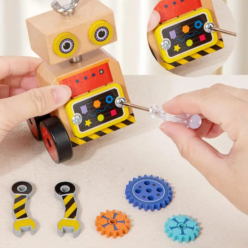 Creatief robotbouwspeelgoed voor kinderen Educatief houten robotmodel Onderwijs Leren Educatief houten robotassemblagemodel speelgoed