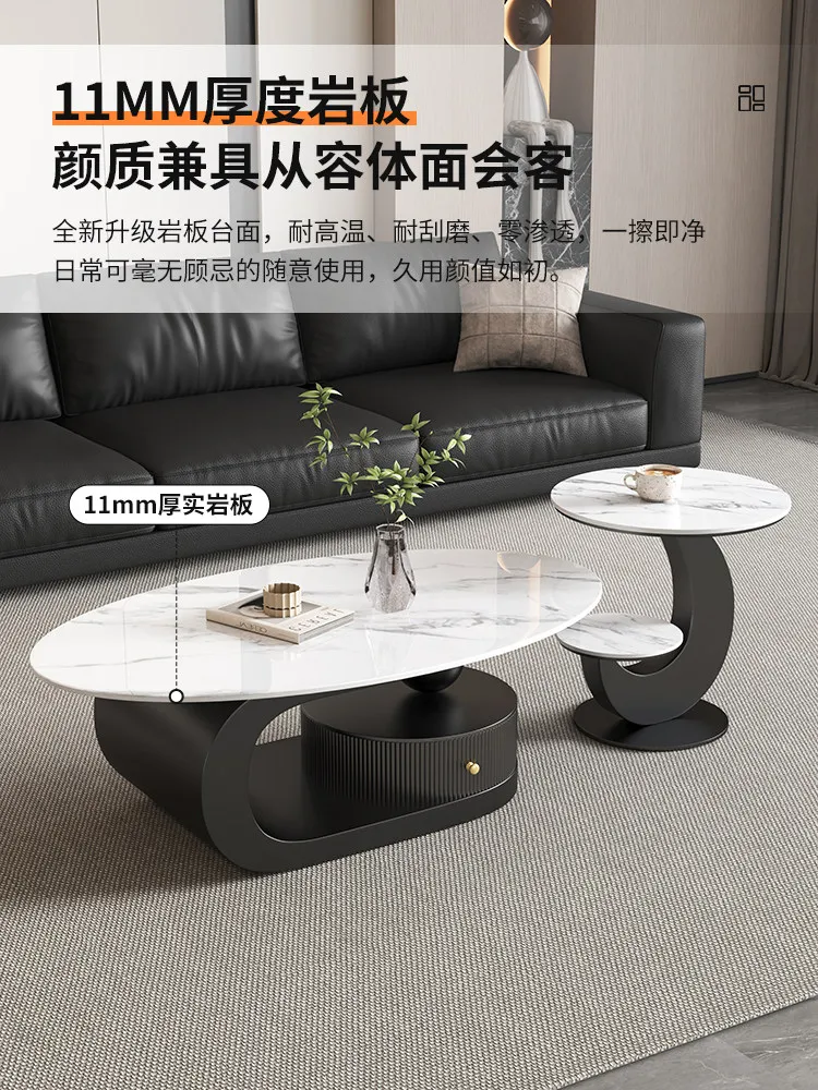 coffee table living room household oval modern small apartment black and white advanced design coffee table combination