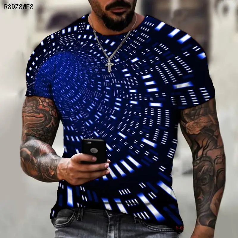 3D Space Technology Art Men's Clothing Summer Oversized T-shirt 5XL Men's Jersey Street Sports Jogging Breathable