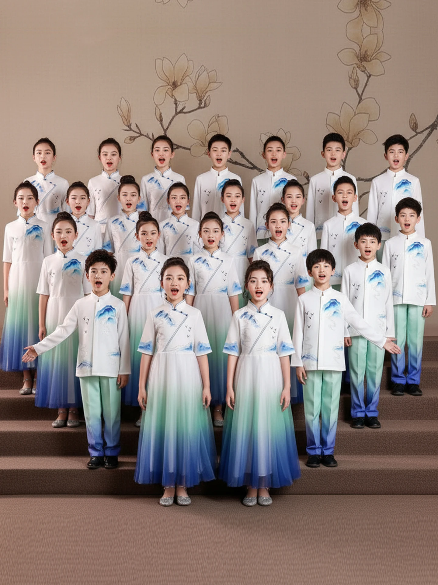 

Детские сценические костюмы для выступлений: национальные наряды для девочек начальной школы, костюмы для конкурсов ораторского искусства, хоровых выступлений и декламации